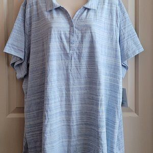 Kohl's Croft & Barrow Light Blue Gray Classic Polo Shirt Top Plus Size 4X NWT